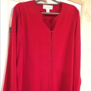 Mcnaughton dressy red button up long sleeve top